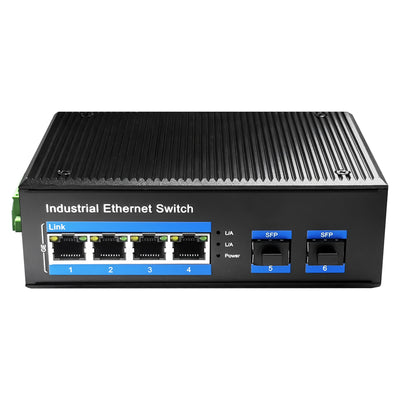 Cudy IG1004S2P 4Port Gigabit 120W PoE+,2SFP, 2km Çoklu,80km Tekli Mod IP40 Metal Endüstriyel Switch