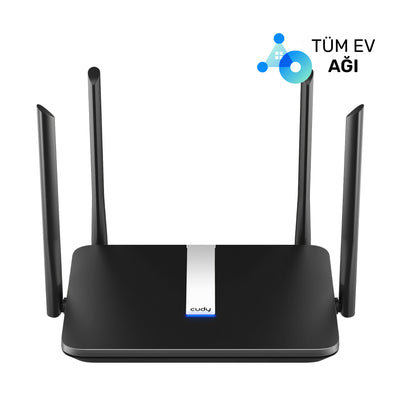 Cudy X6 5GHz 1200Mbps, 2.4GHz 574Mbps,5 Gigabit Port,4x5dBi, DDNS Wi-Fi 6 Mesh Router (AX1800Serisi)