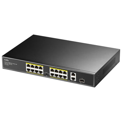 Cudy FS1018PS1 16 Port 10/100Mbps 200W PoE+,2 Gigabit Uplink Portlu, SFP VLAN CCTV SFP Switch