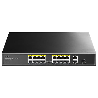 Cudy FS1018PS1 16 Port 10/100Mbps 200W PoE+,2 Gigabit Uplink Portlu, SFP VLAN CCTV SFP Switch