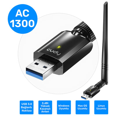 Cudy WR1300 5Ghz 867Mbps, 2.5GHz 300Mbps, 5 Port 4x5dBi Anten Wi-Fi VPN Mesh Router(AC1300 Serisi)