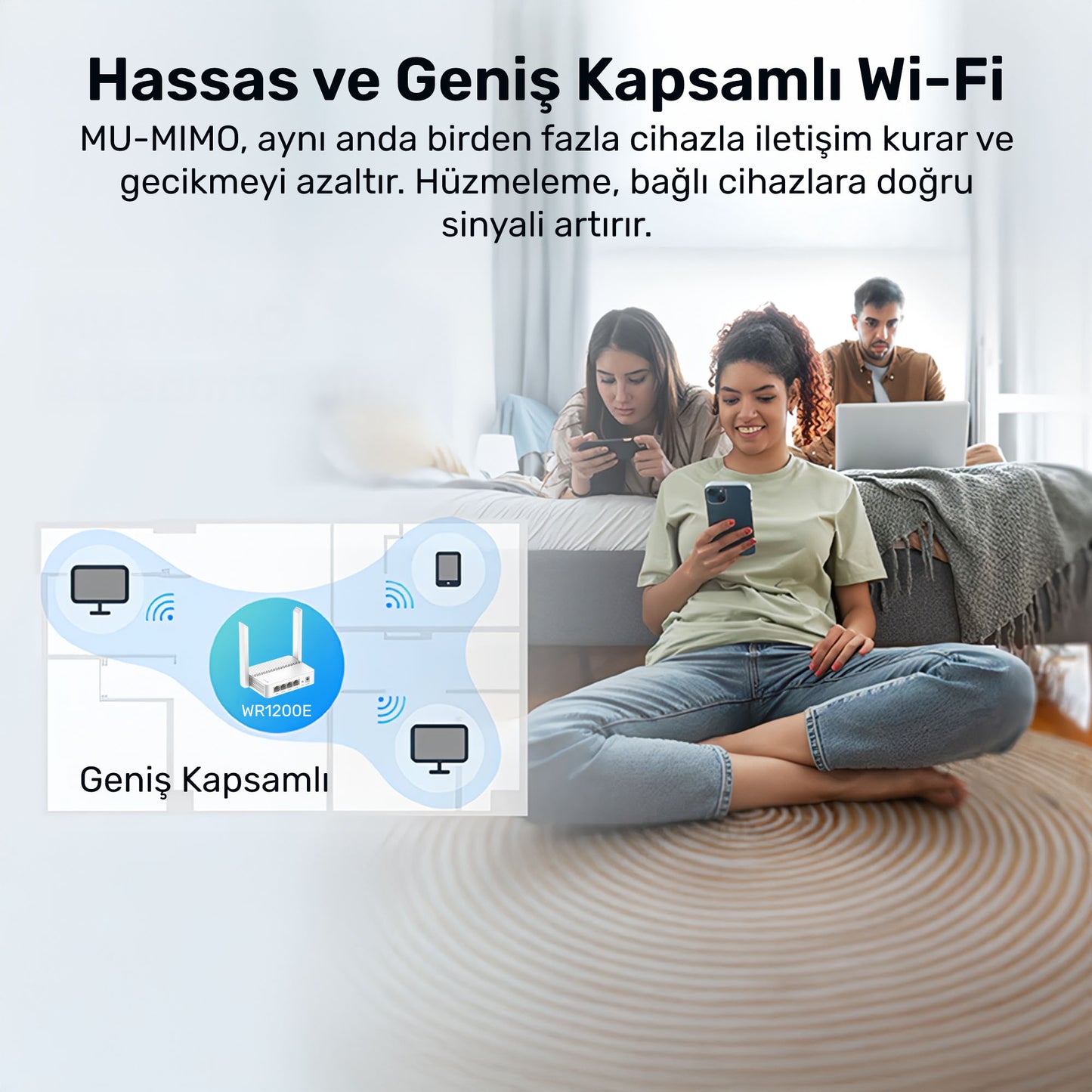 Cudy WR1200E 300Mbps/2.4GHz 867Mbps/5GHz 4x5dBi Anten 4Port Dual Band Wi-Fi Router (AC1200 Serisi)