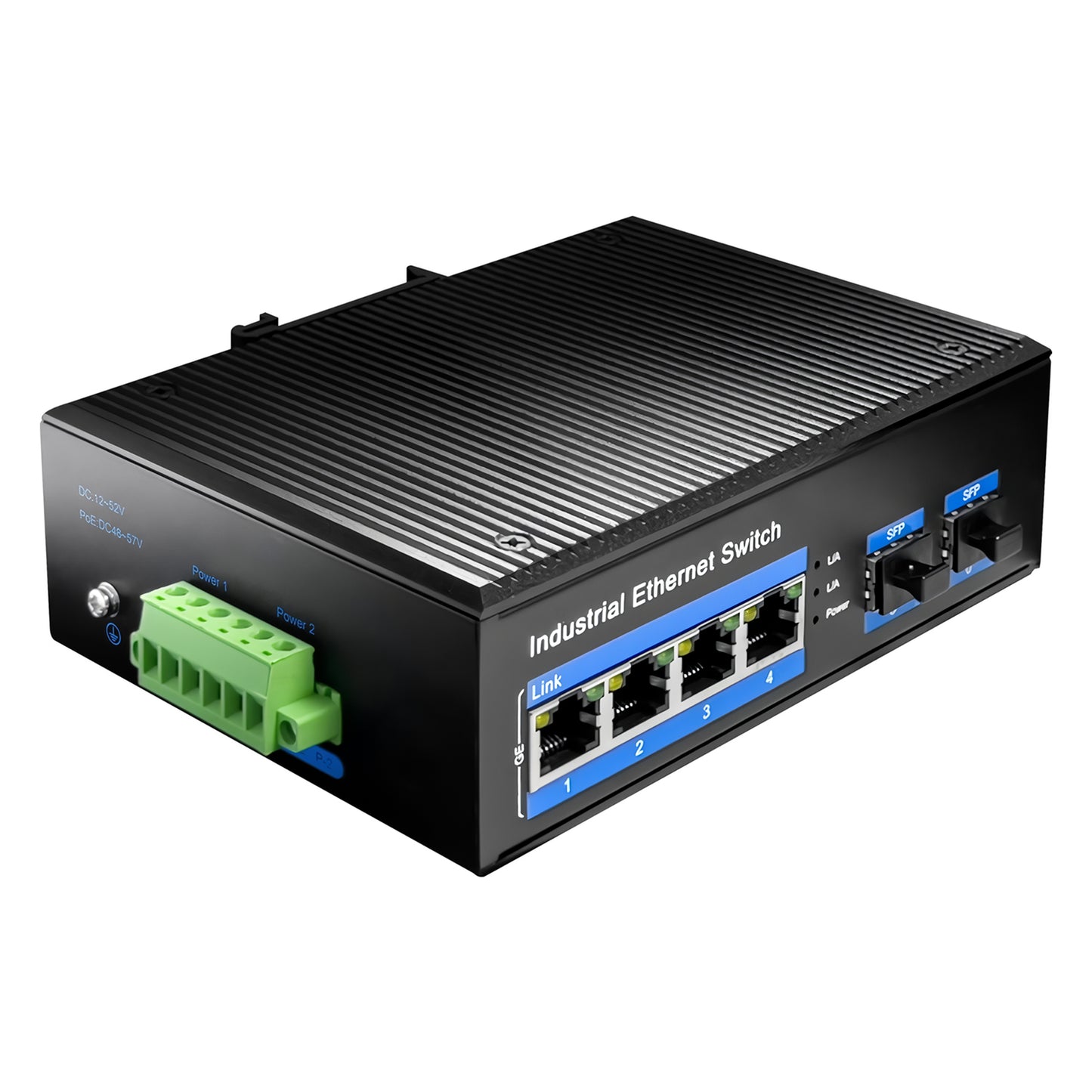 Cudy IG1004S2P 4Port Gigabit 120W PoE+,2SFP, 2km Çoklu,80km Tekli Mod IP40 Metal Endüstriyel Switch