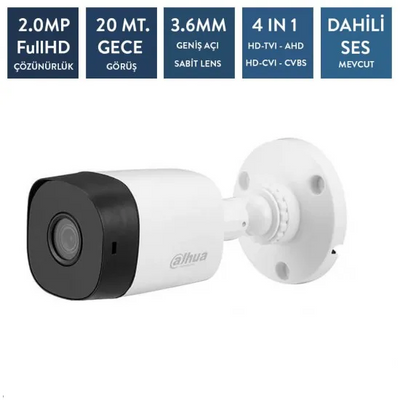 DAHUA HAC-B1A21-A-0360B 1/2.7 CMOS 2 MP (1080P) 3,6mm Bullet Sesli HD-CVI Güvenlik Kamerası