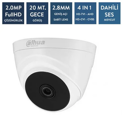 DAHUA HAC-HDW1209TQP-A-LED-0280 1/2.7 CMOS Sesli 2MP 2.8mm Full-color Dome HD-CVI Güvenlik Kamerası