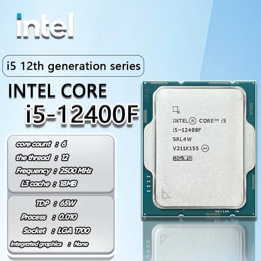 INTEL (12.Nesil) Alder Lake i5-12400F 2.50GHz ~ 4.40GHz 18MB 1700P İşlemci Tray (Fansız)