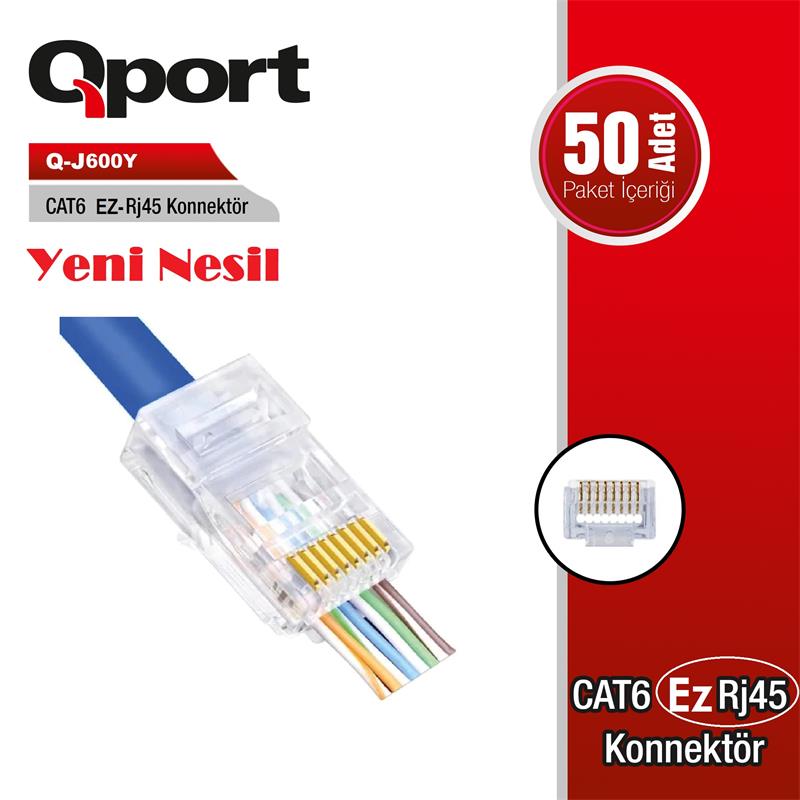 QPORT Q-J600Y CAT6 50 LIK PAKET EZ-RJ45 YENI NESIL KONNEKTOR