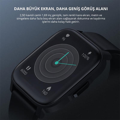 Aukey Sw-1s-bk Akilli Saat 4.3cm Ip68 Tft Lcd Parlak Ekran Bt Arama Saglik Monitoru 12 Gun Pil Siyah