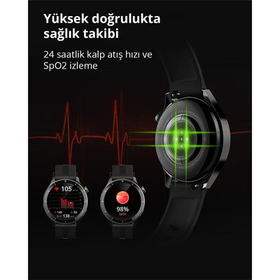Aukey Sw-2p-gy Akilli Saat 3.7cm Lcd Bluetooth Cagri Saglik Gozetimi Spor Bildirimleri Ip67 Gri