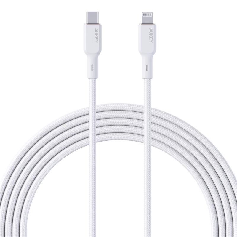Aukey Cb-ncl1-wh Naylon Orgulu 3a 480mbps Type-c Lightning Kablosu 1.8mt 