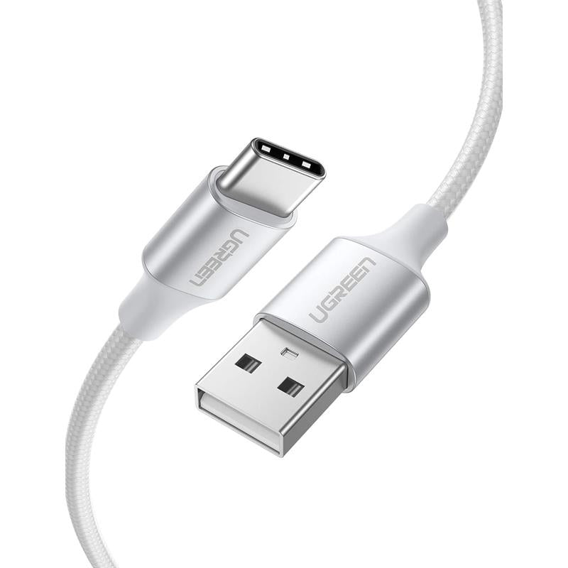 Ugreen Type-c To Usb-a 3a Qc Orgulu Hizli Sarj Kablosu 2 Mt Gumus Beyazi 60133