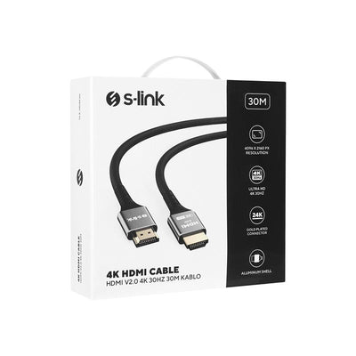 S-link Slx-hd4k30 19+1 Hdmi To Hdmi 30mt Metal V2.0 4k (4096*2160) 30hz Kablo