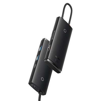 BASEUS LITE SIYAH 6IN1 TYPE-C HUB CIKIS:2XUSB 1XTYPE-C 1XHDMI 1XMICROSD 1XSD GIRIS:TYPE-C WKQX050101