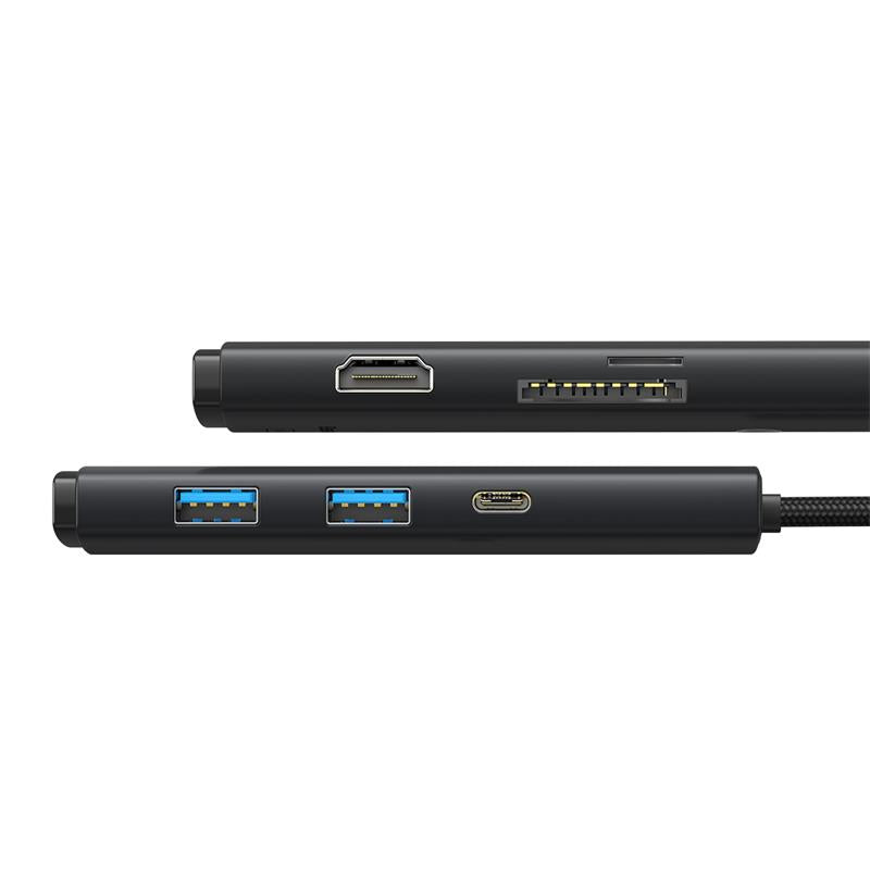 BASEUS LITE SIYAH 6IN1 TYPE-C HUB CIKIS:2XUSB 1XTYPE-C 1XHDMI 1XMICROSD 1XSD GIRIS:TYPE-C WKQX050101