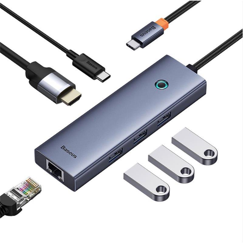 Baseus Ultra Joy 6in1 Multi Gri Type-c Hub Giris:type-c Cikis:usb X3, Type-c X1, Hdmi X1,eth Rj45 X1 B00052807813-00
