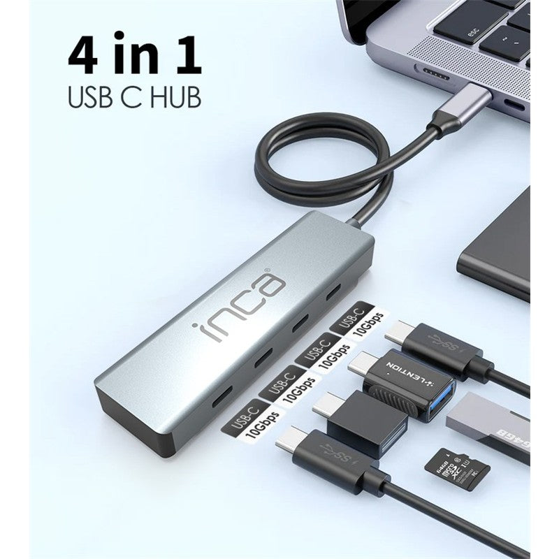 Inca ITPT-4T Type-C Hub - 4 Port USB-C 3.1 Çoklayıcı 10Gbps Alüminyum Kasa