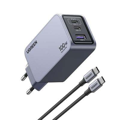 UGREEN NEXODE PRO 100W GAN HIZLI SARJ CIHAZI TYPE-C QC PD 2XUSB-C, 1XUSB-A UZAY GRISI 25874