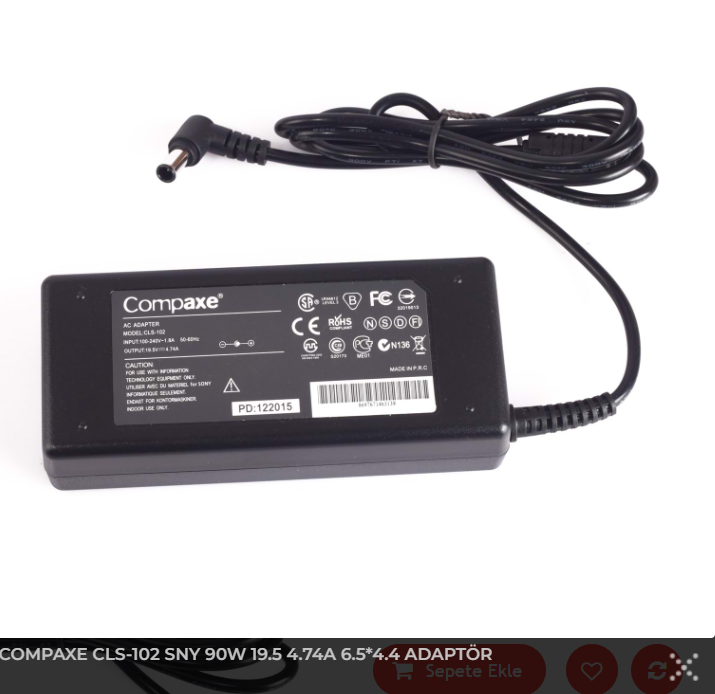 COMPAXE CLS-102 19.5V 4.74A (6.5*4.4) Sony Notebook Adaptörü