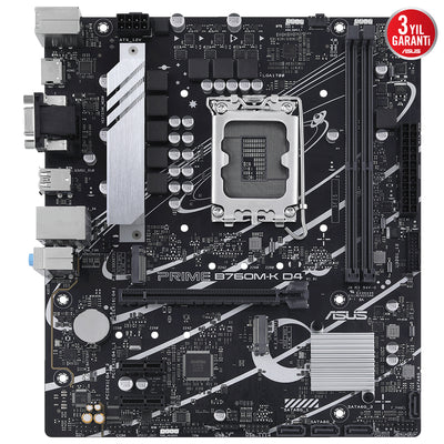 ASUS PRIME B760M-K D4 B760 DDR4 Vga GLan 2.5G mATX HD US32 M2 RGB 1700p Anakart