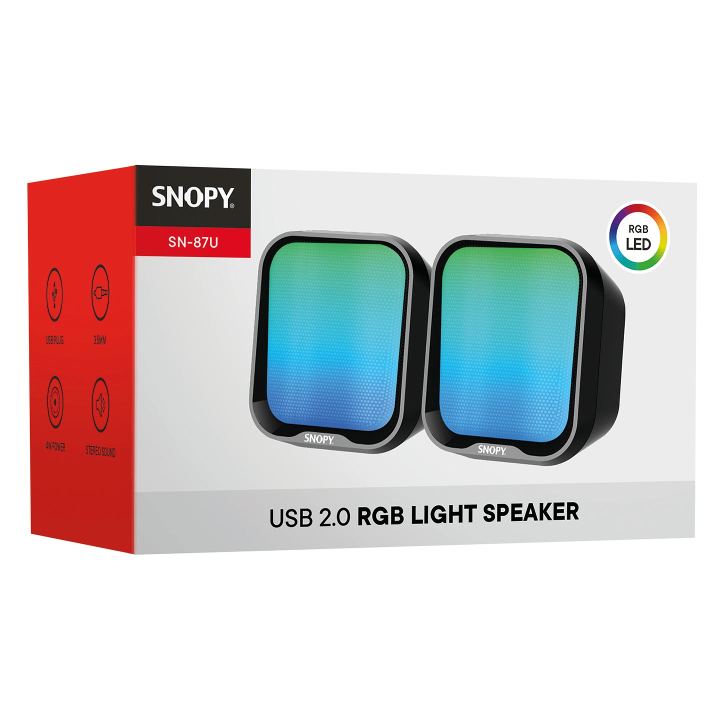 SNOPY SN-87U 2.0 2Wx2CH Siyah Mini RGB Işıklı Hoparlör