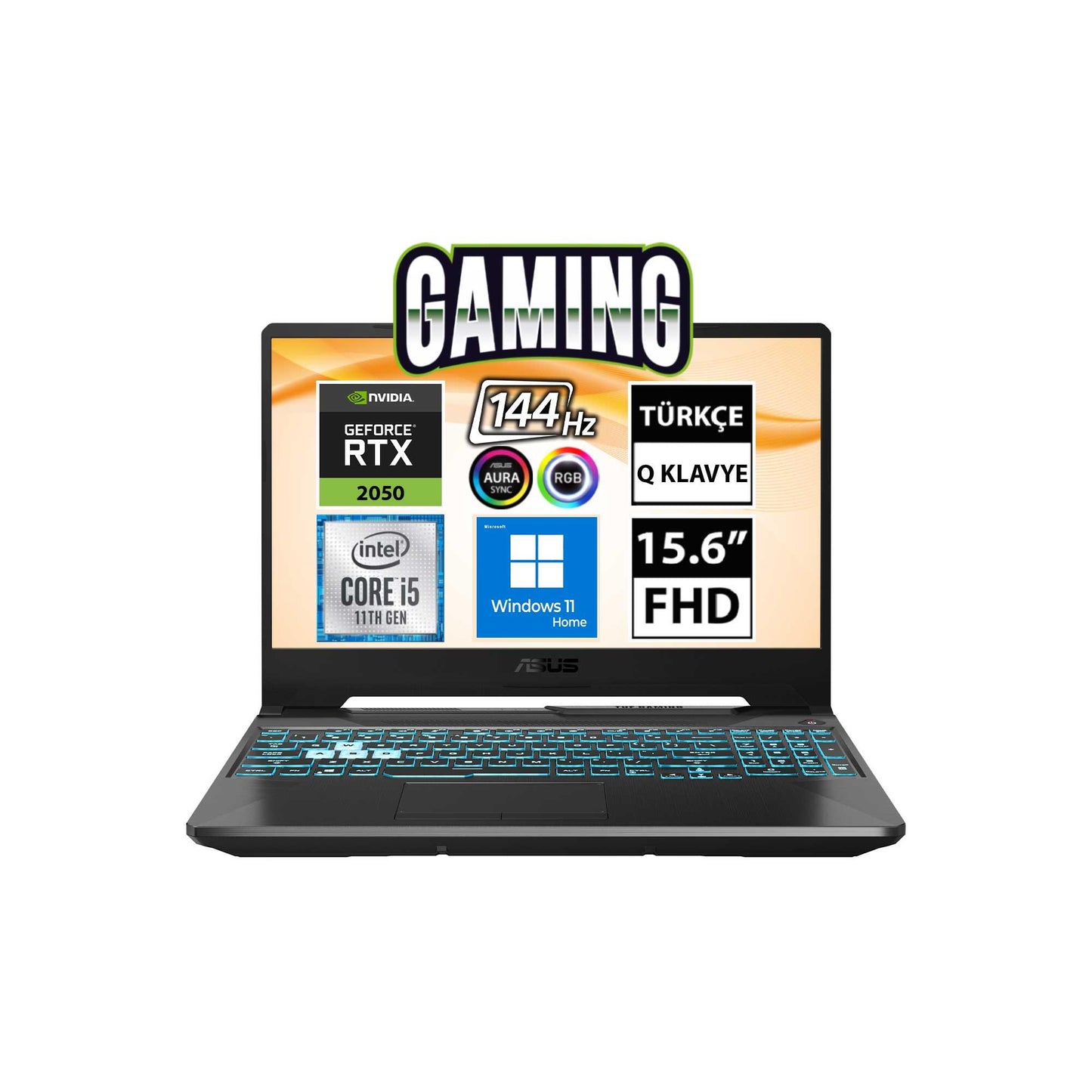 Asus TUF Gaming F15 FX506HF-HN028W i5-11400H RTX2050 15.6" FullHD Taşınabilir Bilgisayar