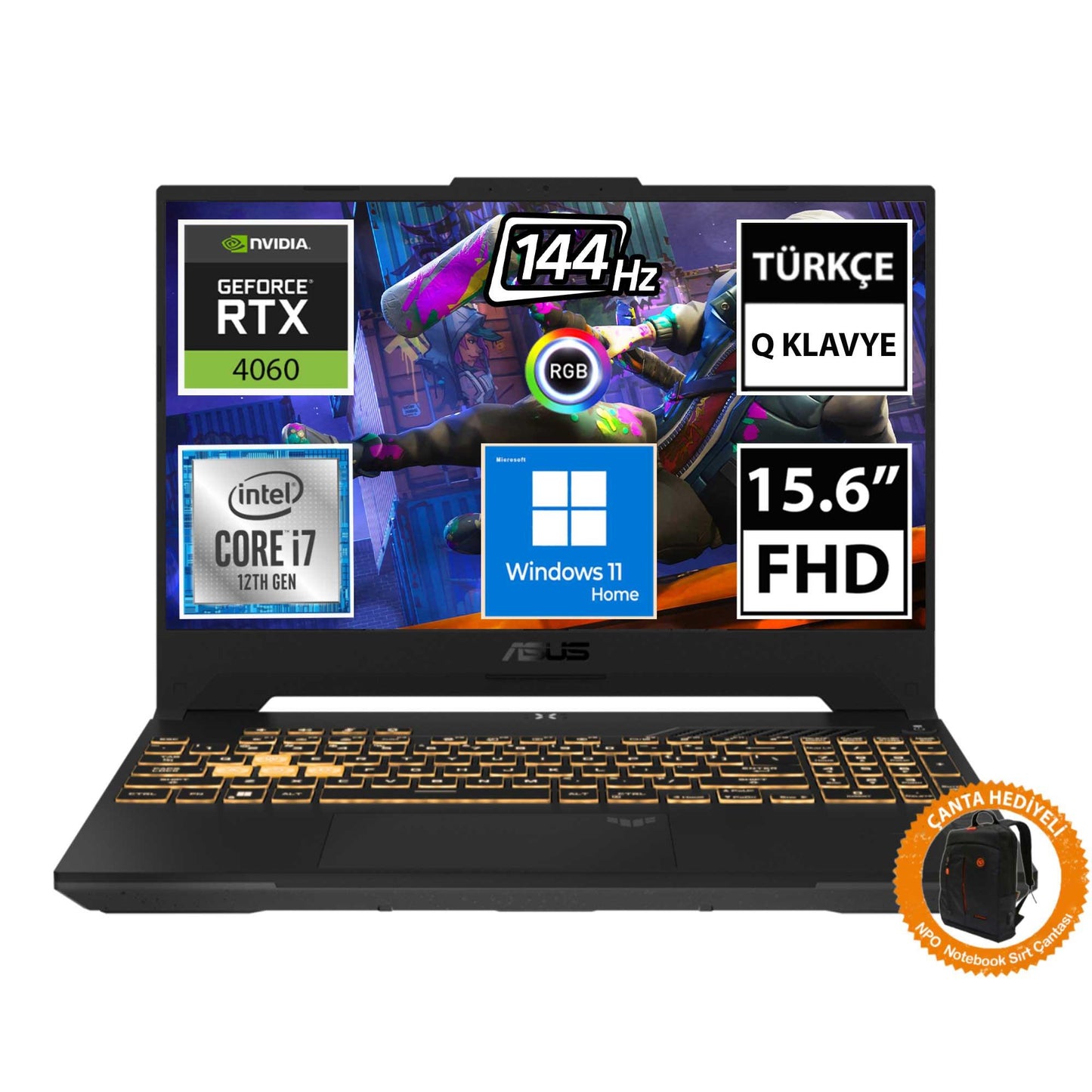 Asus TUF Gaming F15 FX507ZV4-LP055W i7-12700H RTX4060 15.6" FullHD Taşınabilir Bilgisayar