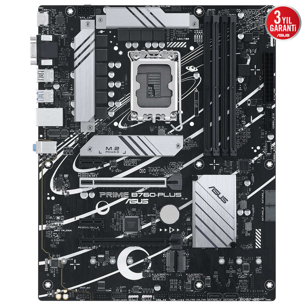 ASUS PRIME B760-PLUS B760 DDR5 Vga GLan 2.5G ATX HD DP TYP-C US3 M2 RGB 1700p Anakart