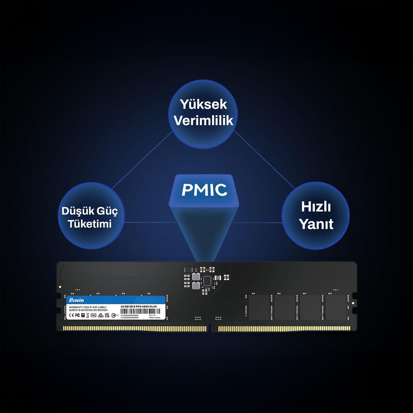 Biwin BD5UD16G48C40 16GB DDR5 4800MHz 1Rx8 Masaüstü Ram