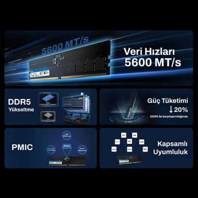 Biwin BD5UD16G56C46 16GB DDR5 5600MHz 1Rx8 Masaüstü Ram
