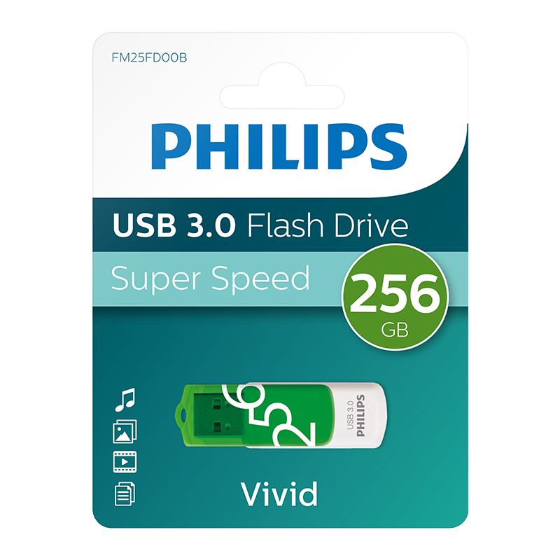 PHILIPS FM25FD00B/00 256GB USB3.0 Yeşil/Beyaz USB Bellek