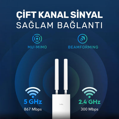 Cudy AP1200 5GHz 867Mbps,2.4GHz 300Mbps,IP65 Outdoor 4in1 PoE AP/Repater/WISP Router(AC1200 Serisi)