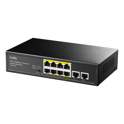 Cudy FS1010PG 8 Port 10/100Mbps PoE+ 120W PoE, 2 Uplink Portlu VLAN CCTV Rack Mount Metal Switch