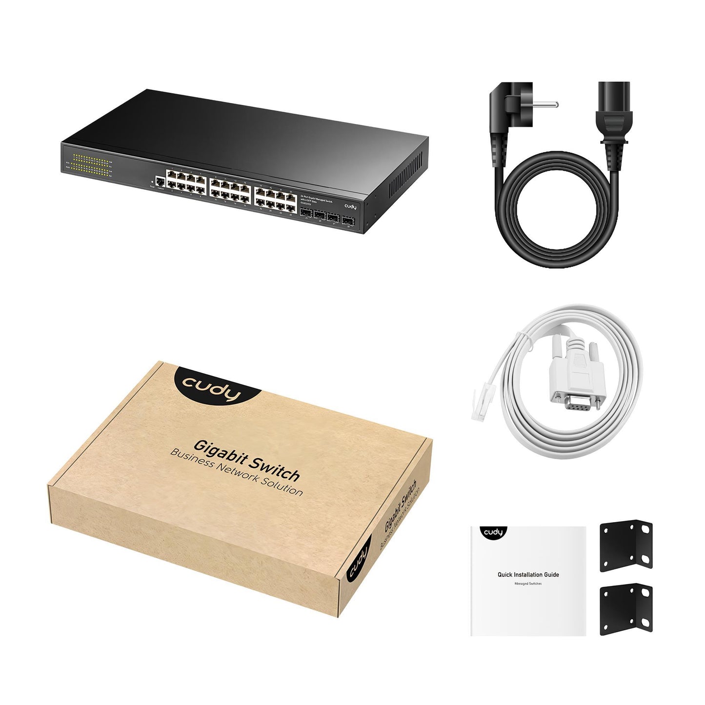 Cudy GS2024S2 4 SFP Slot,2 Katman,24 Port Yönetilebilir Metal Rack Mount Gigabit Switch