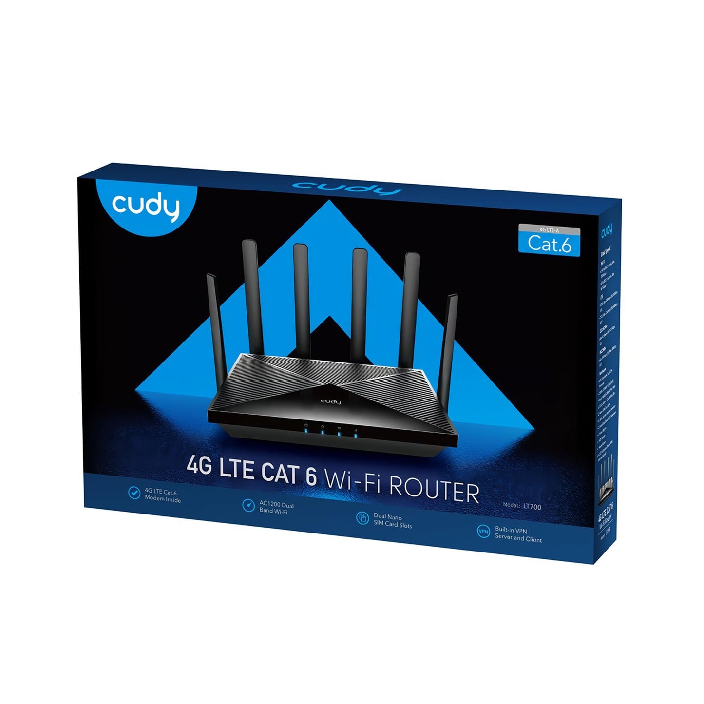 Cudy LT700 2.4GHz 300Mbps,5GHz 867Mbps, 4 Port Wi-Fi Mesh 4G LTE Cat6 Gigabit Router (AC1200 Serisi)