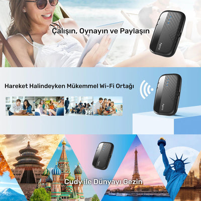 Cudy MF4 4G LTE 2000Mah/7Saat 10 Cihaz Destekli SIM Kart Takılabilir Taşınabilir Mobile Wi-Fi Router