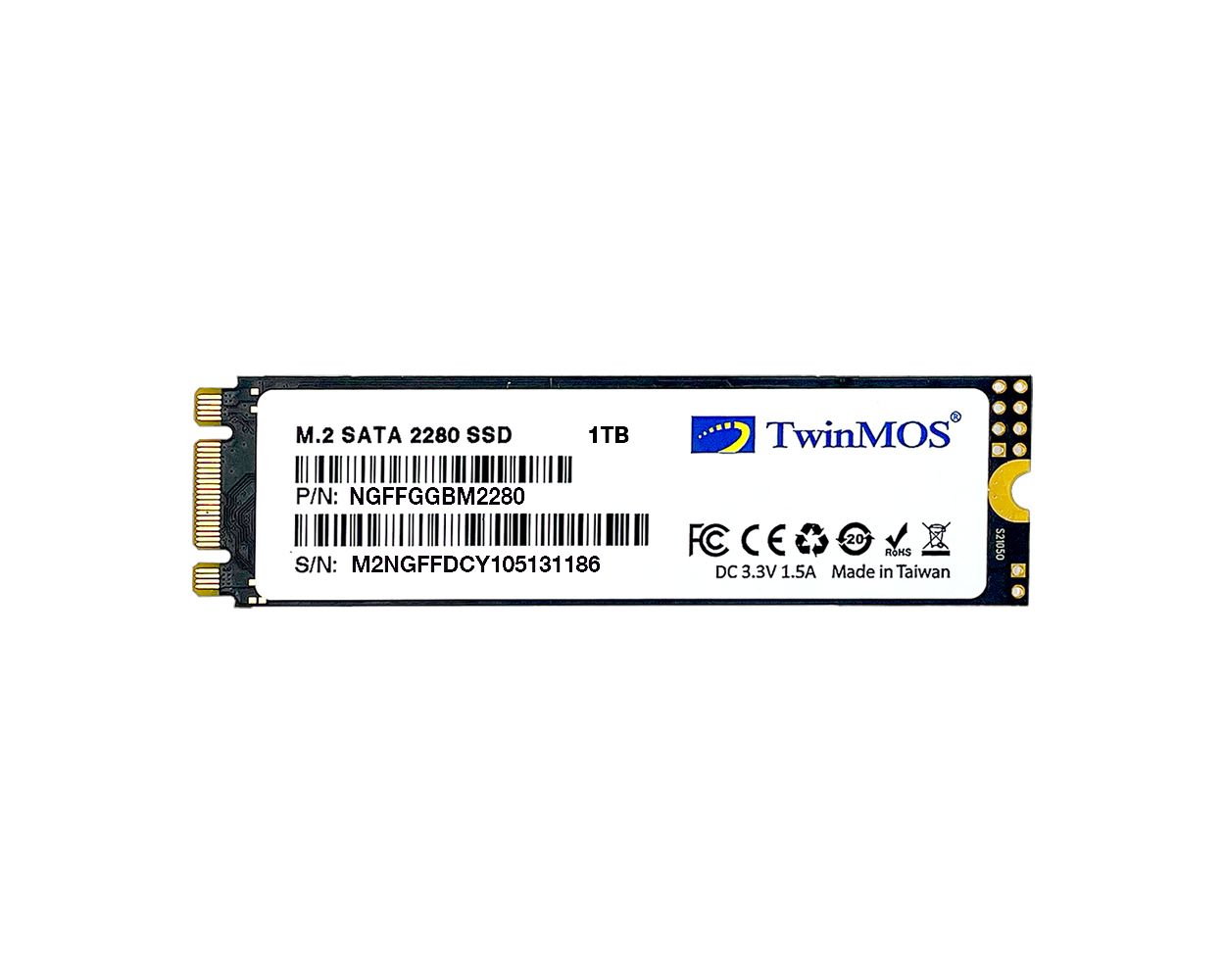 TWINMOS NGFFGGBM2280 M.2 1TB (580/550MB/s) PCIe SATA (3D NAND) SSD Disk (22x80MM)