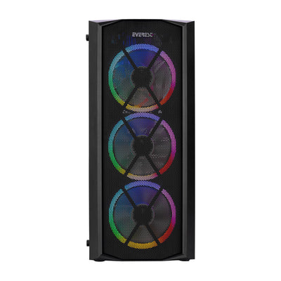 EVEREST FLAT MESH Powersız Siyah Temper Camlı Mid Tower ATX Kasa