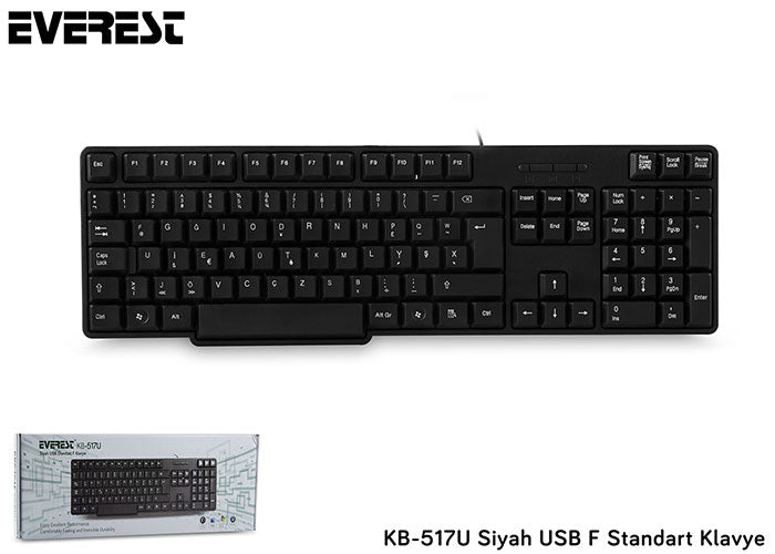 EVEREST KB-517U F Türkçe USB Standart Siyah Klavye