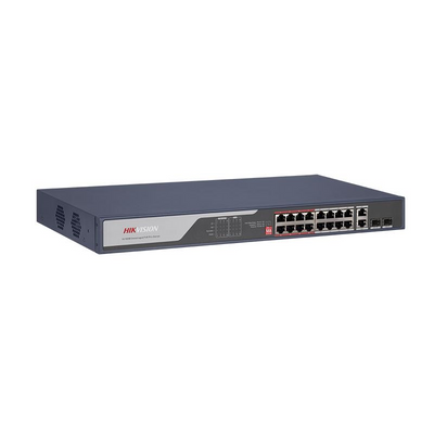 HIKVISION DS-3E0318P-E(C) 16+2+2 10/100 Yönetilemez +2 Port Gb. 2 SFP 16 PORT POE 225W Metal Kasa