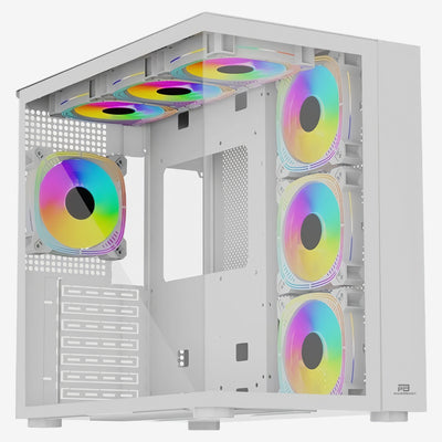 PowerBoost PB-SS02W Sea View USB 3.0, ATX 7 x ARGB Fanlı, Beyaz Kasa (PSU Yok) 