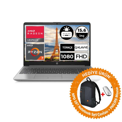 HP 250 G9 6Q8N3ES Ryzen7 5825U 15.6" FullHD Taşınabilir Bilgisayar (Mouse+Çanta)