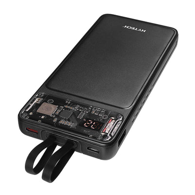 Hytech H120 10000mAh QC3.0 PD20W LCD Şeffaf 18W Siyah Taşınabilir Powerbank