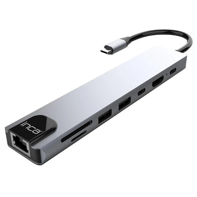 INCA ITPC-7T 8 Port Type-C Hub+Çevirici Aluminyum Çoklayıcı