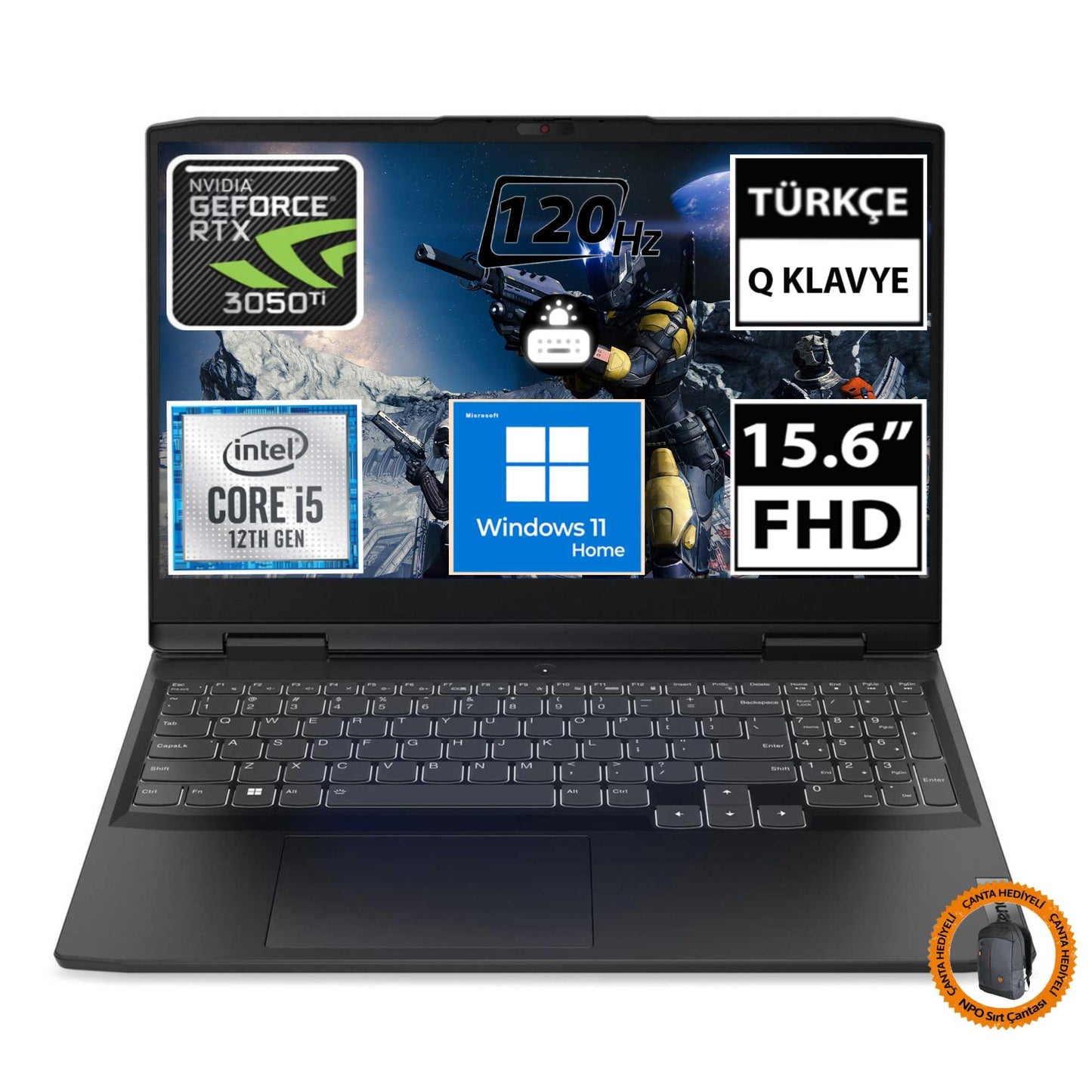 Lenovo IdeaPad Gaming 3 82S9015TTX i5-12450H RTX3050Ti 15.6" FullHD Taşınabilir Bilgisayar