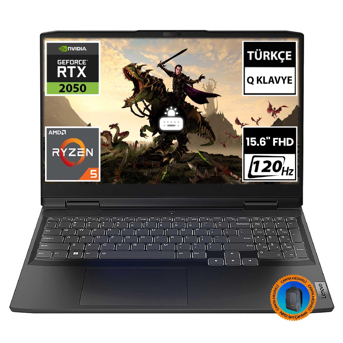 Lenovo IdeaPad Gaming 3 82SB00SBTX Ryzen5 7535HS RTX2050 15.6" FullHD Dizüstü Bilgisayar