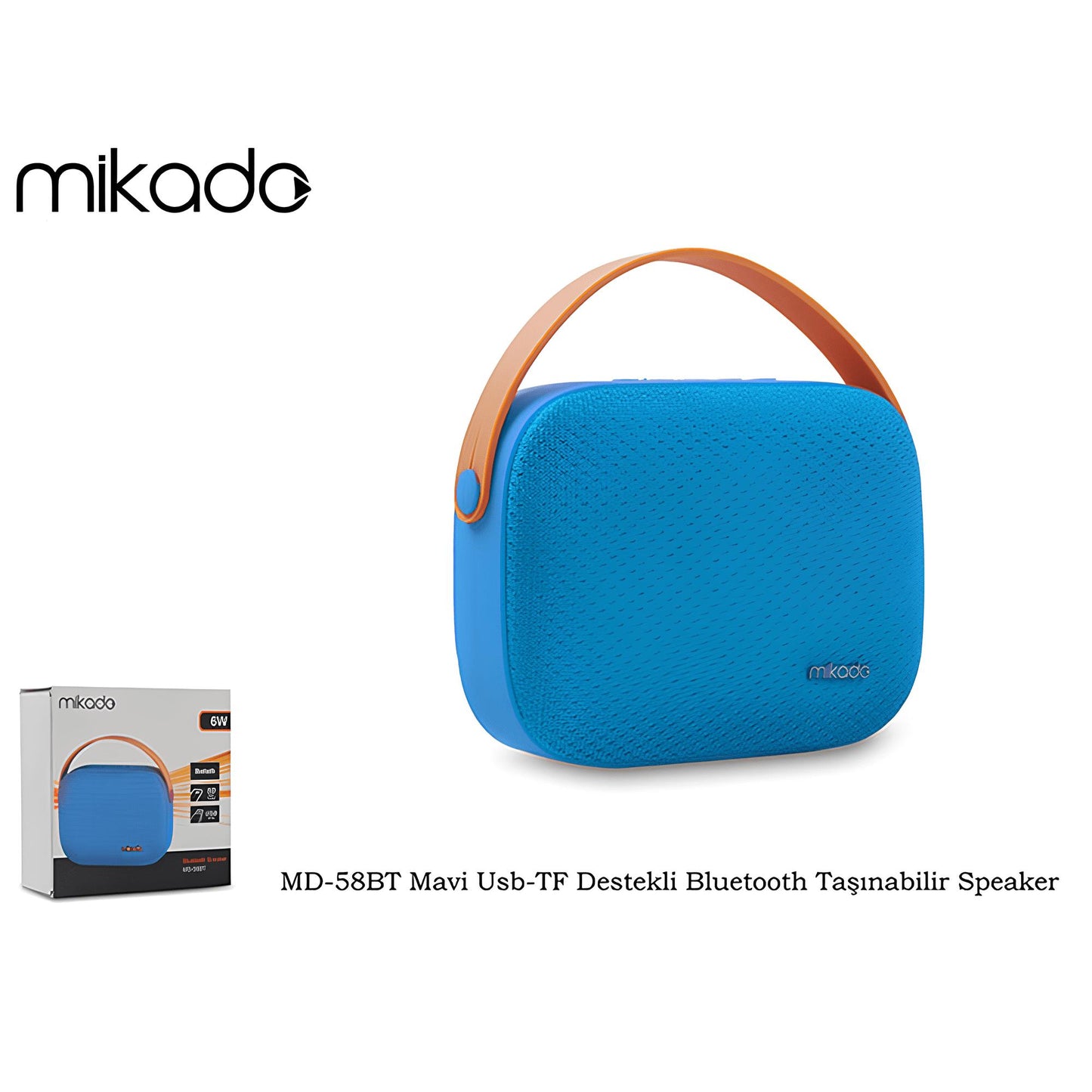 Mikado MD-58BT Mavi Usb-TF Destekli Bluetooth Taşınabilir Hoparlör