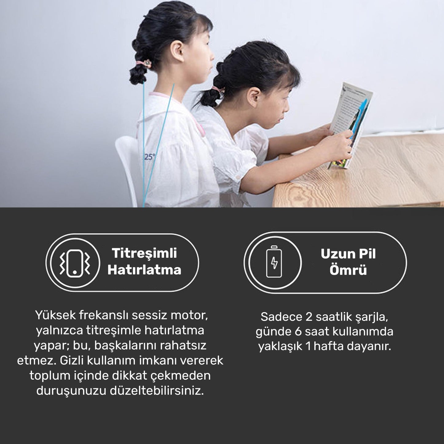 NPO ADD01S Şarjlı Titreşimli Otomatik Hatrlatıcı,Kamburluk Giderici Ergonomik Akıllı Duruş Düzeltici