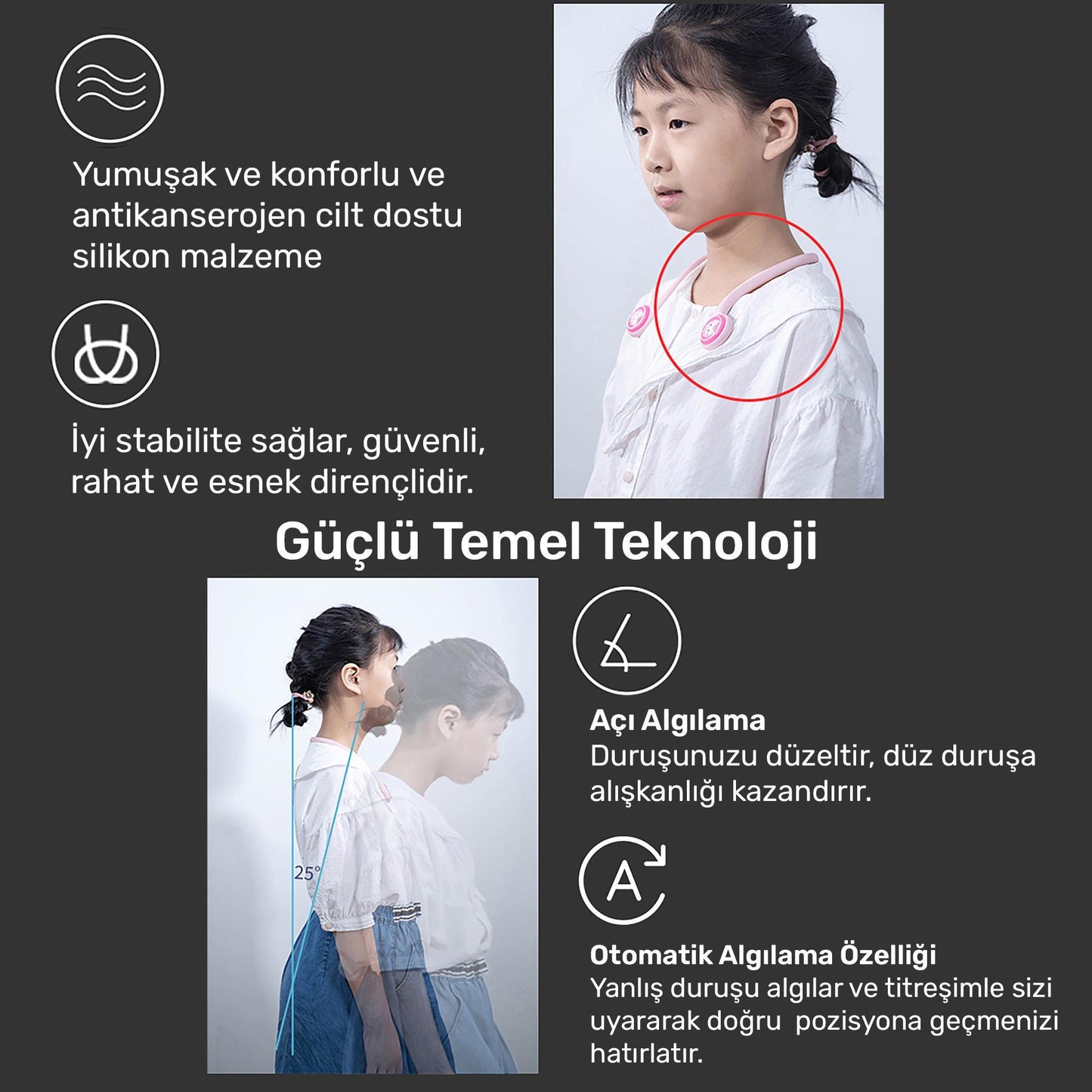 NPO ADD01S Şarjlı Titreşimli Otomatik Hatrlatıcı,Kamburluk Giderici Ergonomik Akıllı Duruş Düzeltici