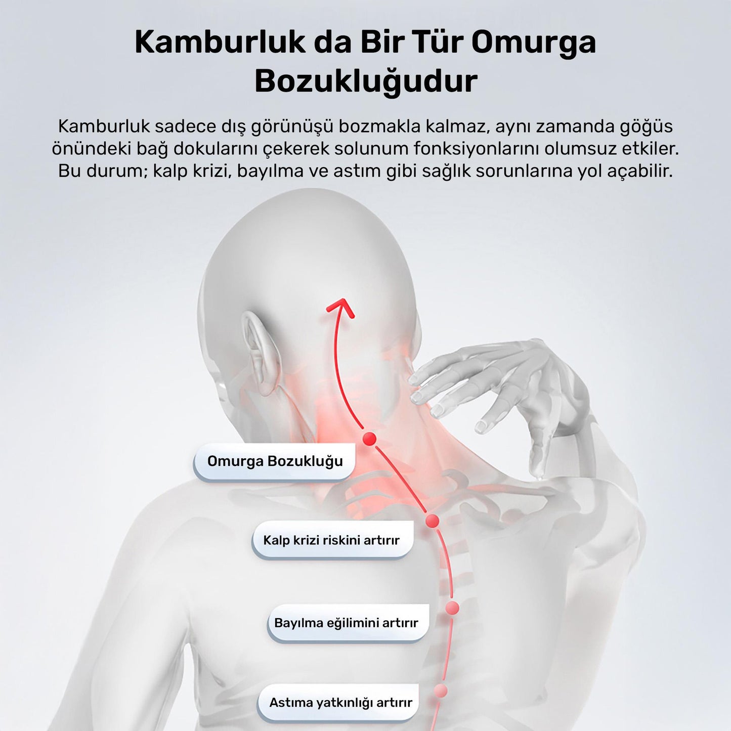 NPO ADD01S Şarjlı Titreşimli Otomatik Hatrlatıcı,Kamburluk Giderici Ergonomik Akıllı Duruş Düzeltici