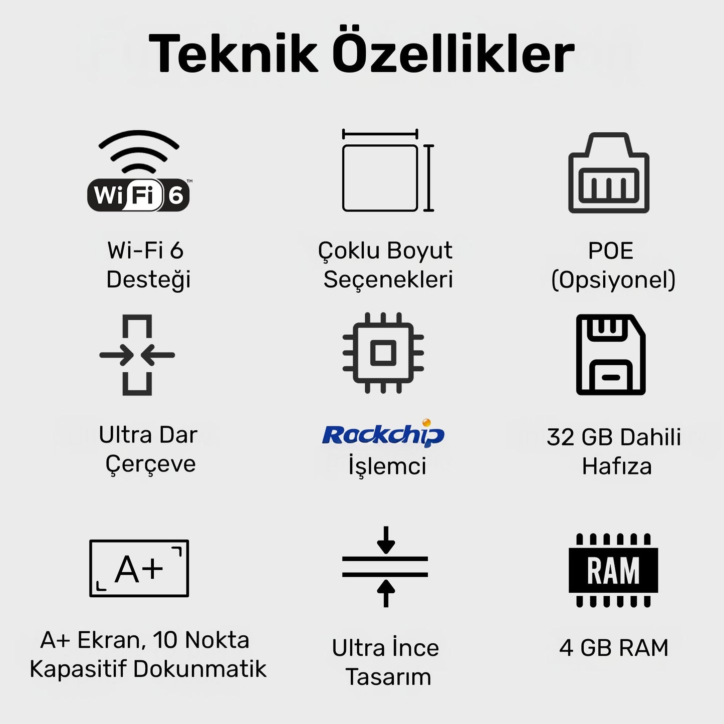 NPO NW3299T 32'' Full HD 4/64GB Android Dokunmatik Dijital Aile Takvimi Smart Led Ekran